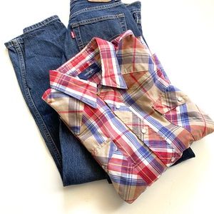 Vintage Wrangler Plaid Pearl Snap Western Shirt